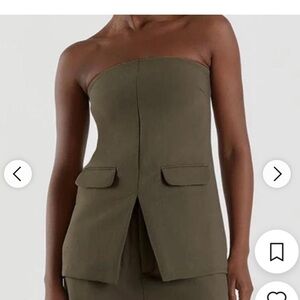 DISSH Willa Petrol Khaki Strapless Top with Pockets Size 6